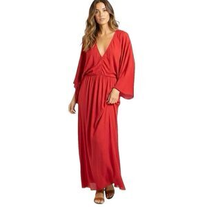 Zara Women's Dress Sz Medium Maxi Kimono Sleeve Pleated Bohemian Boho Romantic